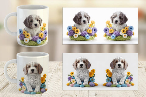 Mug Wrap Puppy Easter Embroidery Sublimation artnoy 