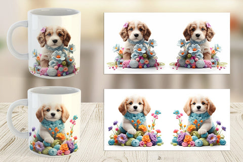 Mug Wrap Puppy Easter Embroidery Sublimation artnoy 