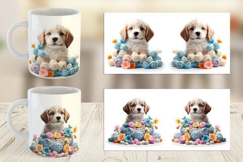 Mug Wrap Puppy Easter Embroidery Sublimation artnoy 