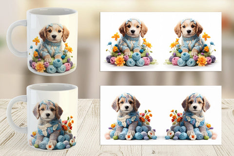Mug Wrap Puppy Easter Embroidery Sublimation artnoy 