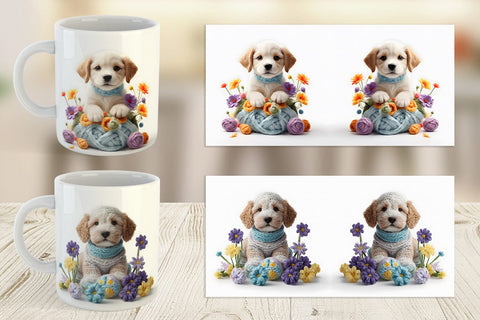 Mug Wrap Puppy Easter Embroidery Sublimation artnoy 