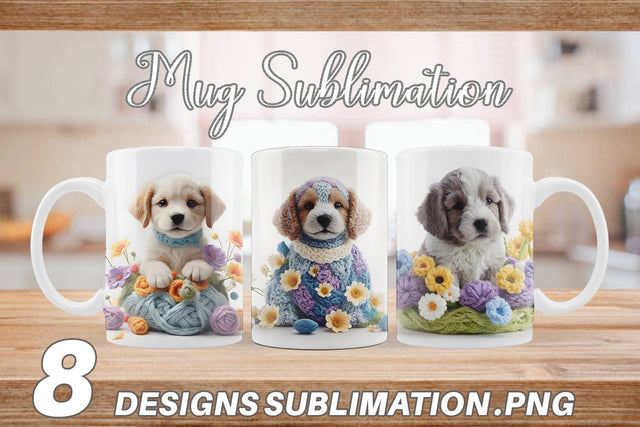 Mug Wrap Puppy Easter Embroidery Sublimation artnoy 