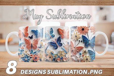 Mug Wrap Quilling Butterflies Sublimation artnoy 