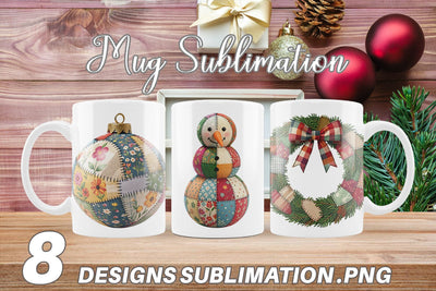 Mug Wrap Quilted Winter Decor Patchwork Sublimation artnoy 
