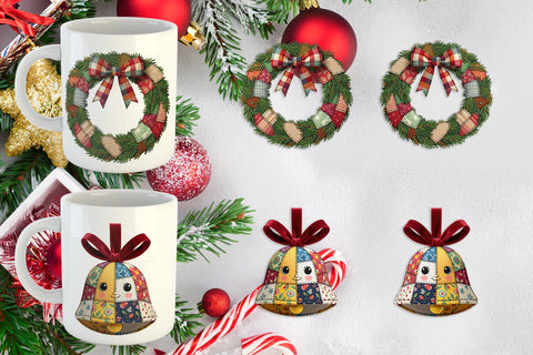 Mug Wrap Quilted Winter Decor Patchwork Sublimation artnoy 
