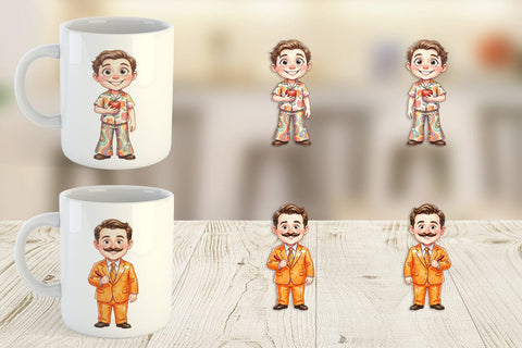 Mug Wrap Quirky 70s Human Teacher Watercolor Sublimation artnoy 