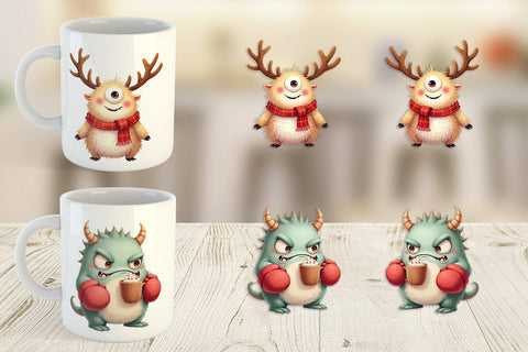 Mug Wrap Quirky Monster Christmas Sublimation artnoy 