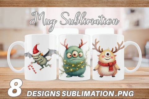Mug Wrap Quirky Monster Christmas Sublimation artnoy 