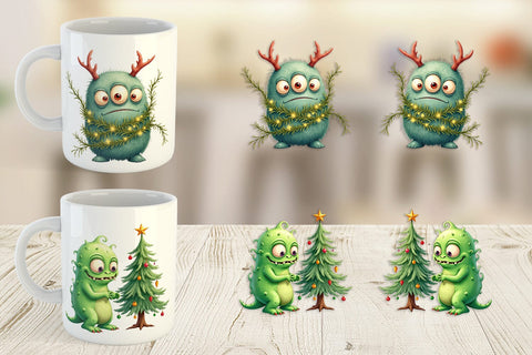 Mug Wrap Quirky Monster Christmas Sublimation artnoy 