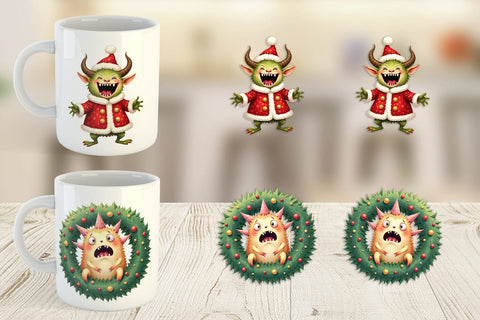Mug Wrap Quirky Monster Christmas Sublimation artnoy 