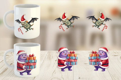 Mug Wrap Quirky Monster Christmas Sublimation artnoy 