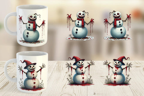 Mug Wrap Quirky Snowman Sublimation artnoy 