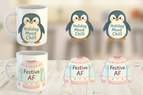 Mug Wrap Quotes Watercolor Christmas Survival Kit Sublimation artnoy 