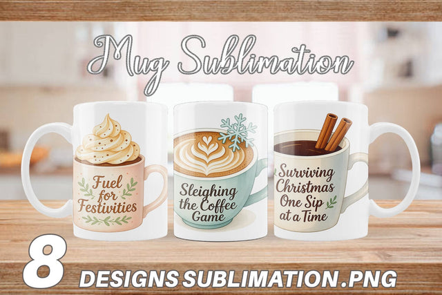 Mug Wrap Quotes Watercolor Coffee and Chaos Christmas Sublimation artnoy 