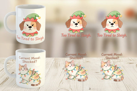 Mug Wrap Quotes Watercolor Grumpy Animals Christmas Sublimation artnoy 