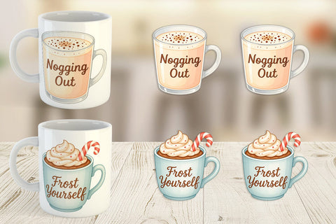 Mug Wrap Quotes Watercolor Holiday Beverage Humor Sublimation artnoy 