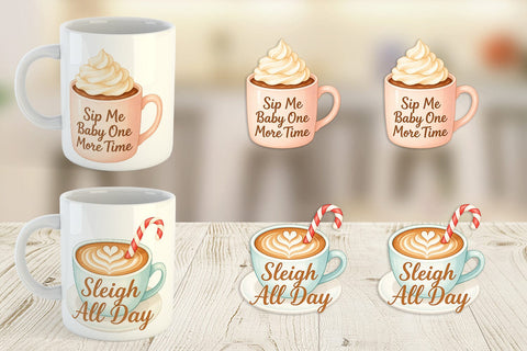 Mug Wrap Quotes Watercolor Holiday Beverage Humor Sublimation artnoy 