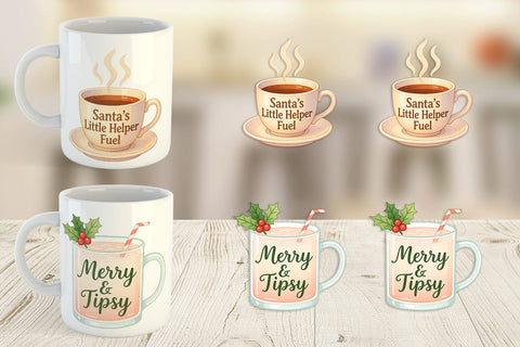 Mug Wrap Quotes Watercolor Holiday Beverage Humor Sublimation artnoy 