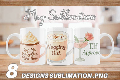 Mug Wrap Quotes Watercolor Holiday Beverage Humor Sublimation artnoy 