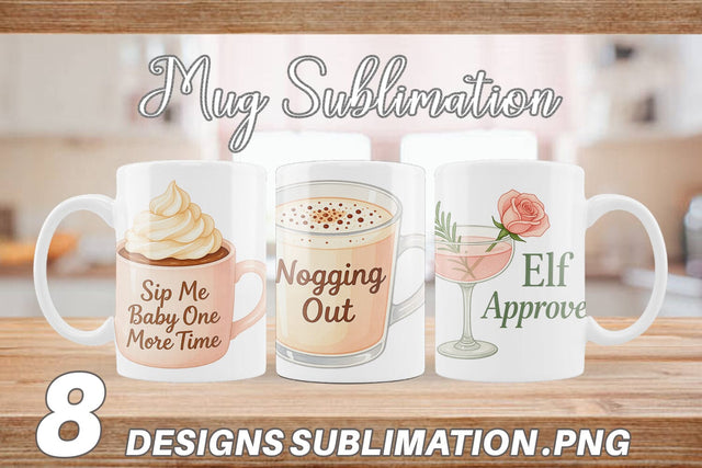 Mug Wrap Quotes Watercolor Holiday Beverage Humor Sublimation artnoy 