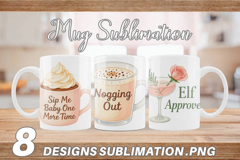 Mug Wrap Quotes Watercolor Holiday Beverage Humor Sublimation artnoy 