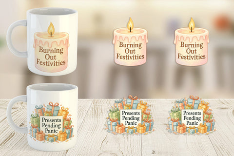 Mug Wrap Quotes Watercolor Holiday Chaos Essentials Sublimation artnoy 