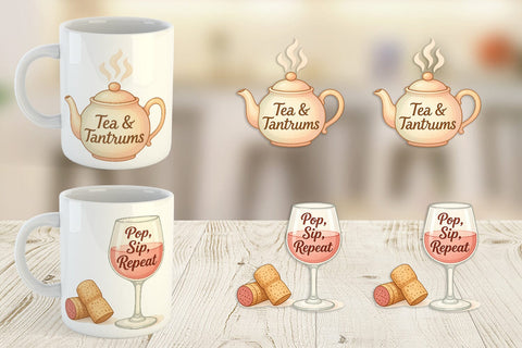 Mug Wrap Quotes Watercolor Holiday Chaos Essentials Sublimation artnoy 