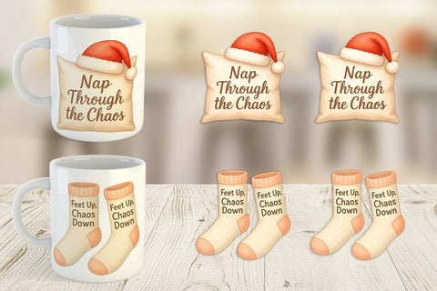 Mug Wrap Quotes Watercolor Holiday Chaos Essentials Sublimation artnoy 