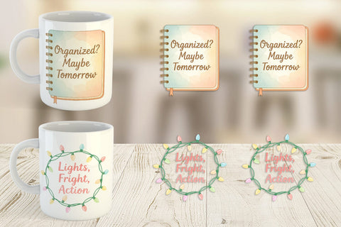 Mug Wrap Quotes Watercolor Holiday Chaos Essentials Sublimation artnoy 