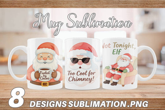 Mug Wrap Quotes Watercolor Sassy Santa Claus Sublimation artnoy 
