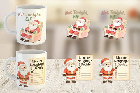 Mug Wrap Quotes Watercolor Sassy Santa Claus Sublimation artnoy 