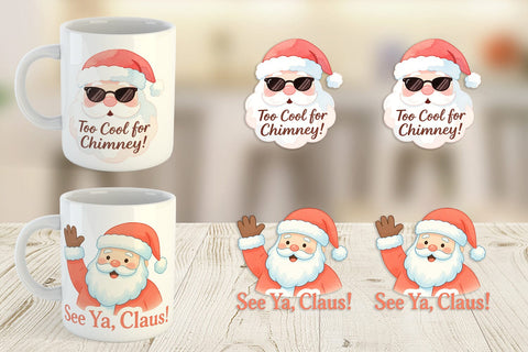 Mug Wrap Quotes Watercolor Sassy Santa Claus Sublimation artnoy 