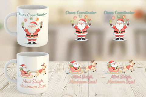 Mug Wrap Quotes Watercolor Sassy Santa Claus Sublimation artnoy 
