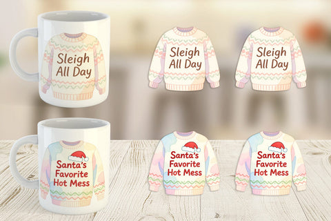 Mug Wrap Quotes Watercolor Ugly Sweater Sass Sublimation artnoy 