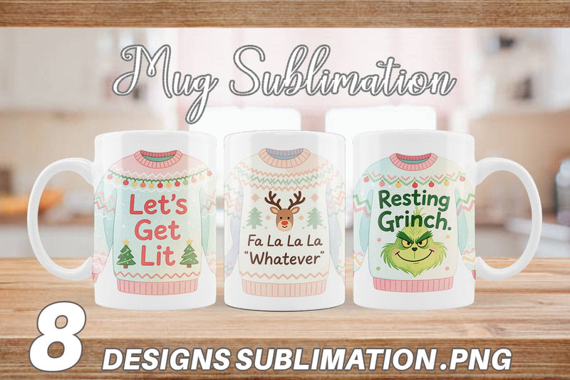 Mug Wrap Quotes Watercolor Ugly Sweater Sass Sublimation artnoy 