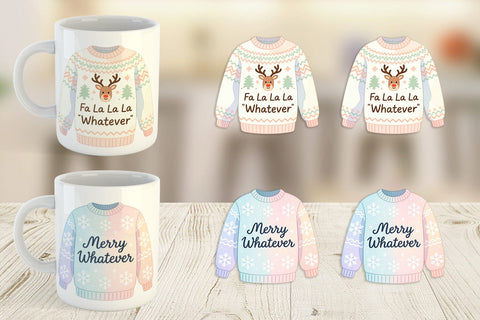 Mug Wrap Quotes Watercolor Ugly Sweater Sass Sublimation artnoy 