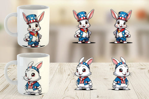 Mug Wrap Rabbit 4th of July Sublimation artnoy 