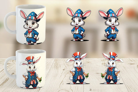 Mug Wrap Rabbit 4th of July Sublimation artnoy 