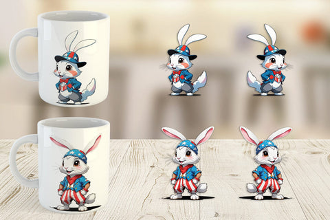 Mug Wrap Rabbit 4th of July Sublimation artnoy 