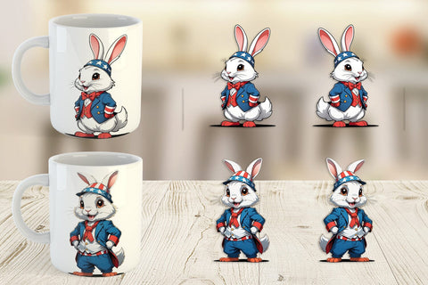 Mug Wrap Rabbit 4th of July Sublimation artnoy 