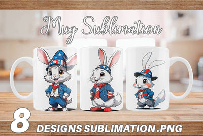 Mug Wrap Rabbit 4th of July Sublimation artnoy 