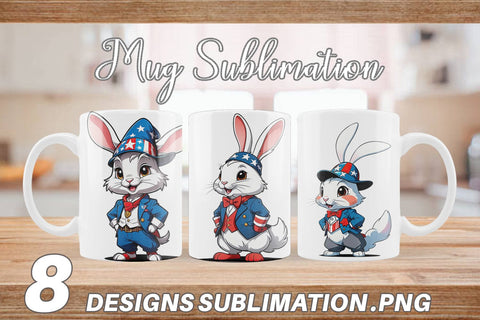 Mug Wrap Rabbit 4th of July Sublimation artnoy 