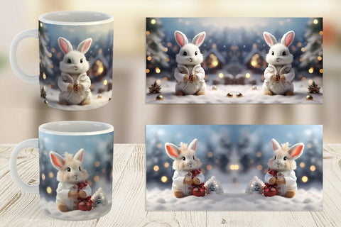 Mug Wrap Rabbit Christmas Sublimation artnoy 