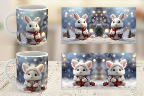 Mug Wrap Rabbit Christmas Sublimation artnoy 