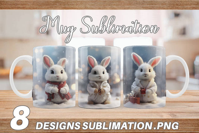 Mug Wrap Rabbit Christmas Sublimation artnoy 