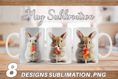 Mug Wrap Rabbit Eating Ice Cream Sublimation artnoy 