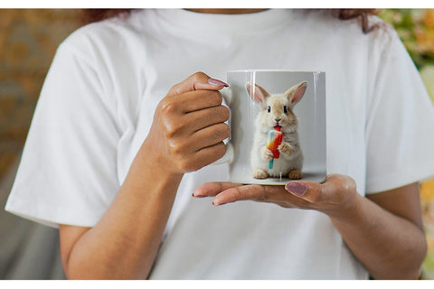 Mug Wrap Rabbit Eating Ice Cream Sublimation artnoy 