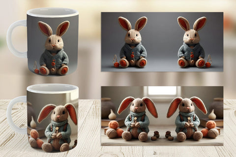 Mug Wrap Rabbit Embroidery Sublimation artnoy 