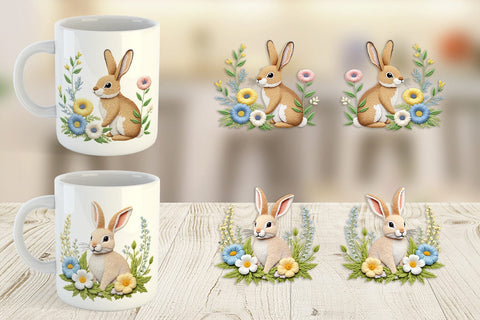 Mug Wrap Rabbit Embroidery Sublimation artnoy 