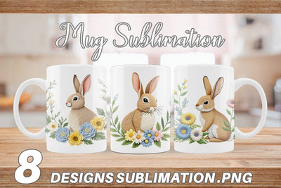 Mug Wrap Rabbit Embroidery Sublimation artnoy 